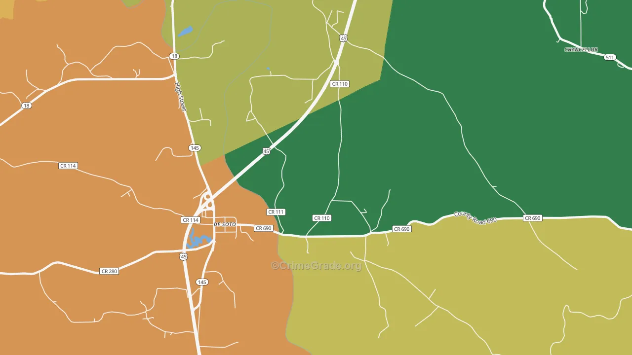 DeSoto, MS Map of Vandalism Rates