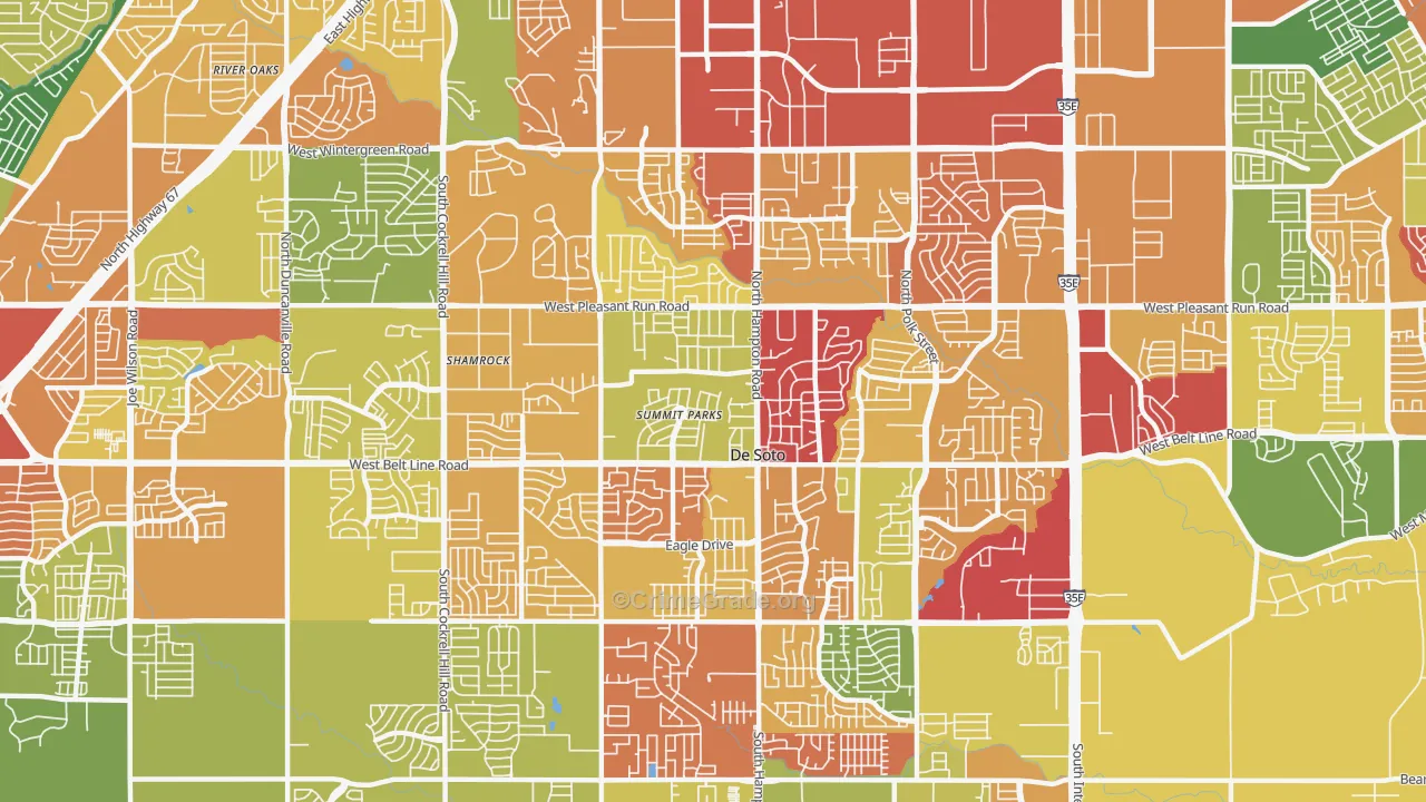 DeSoto, TX Map of Vandalism Rates