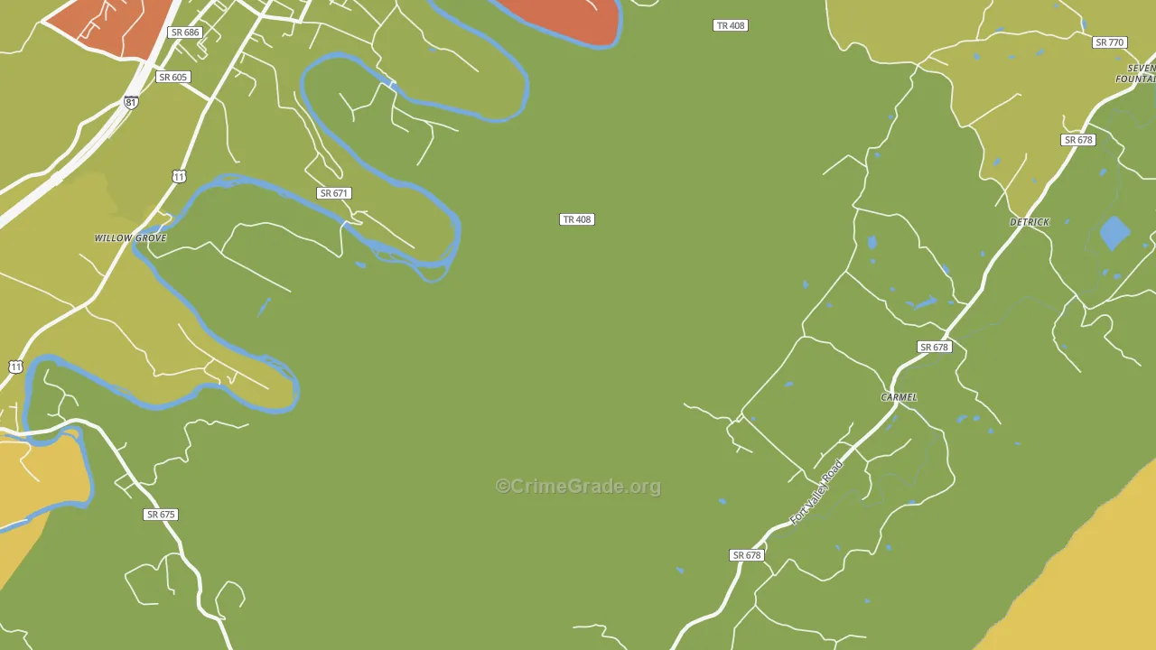 Detrick, VA Map of Vandalism Rates