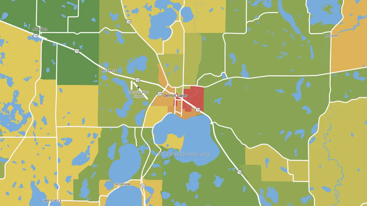 Detroit Lakes, MN Map of Vandalism Rates