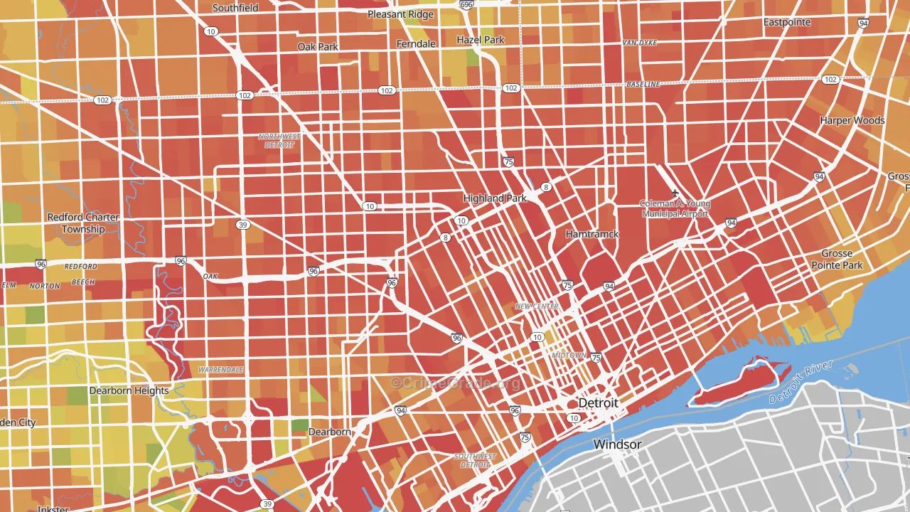 Detroit, MI Map of Vandalism Rates