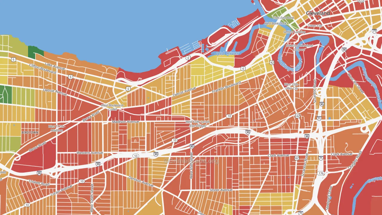 Detroit Shoreway, Cleveland, OH Map of Vandalism Rates