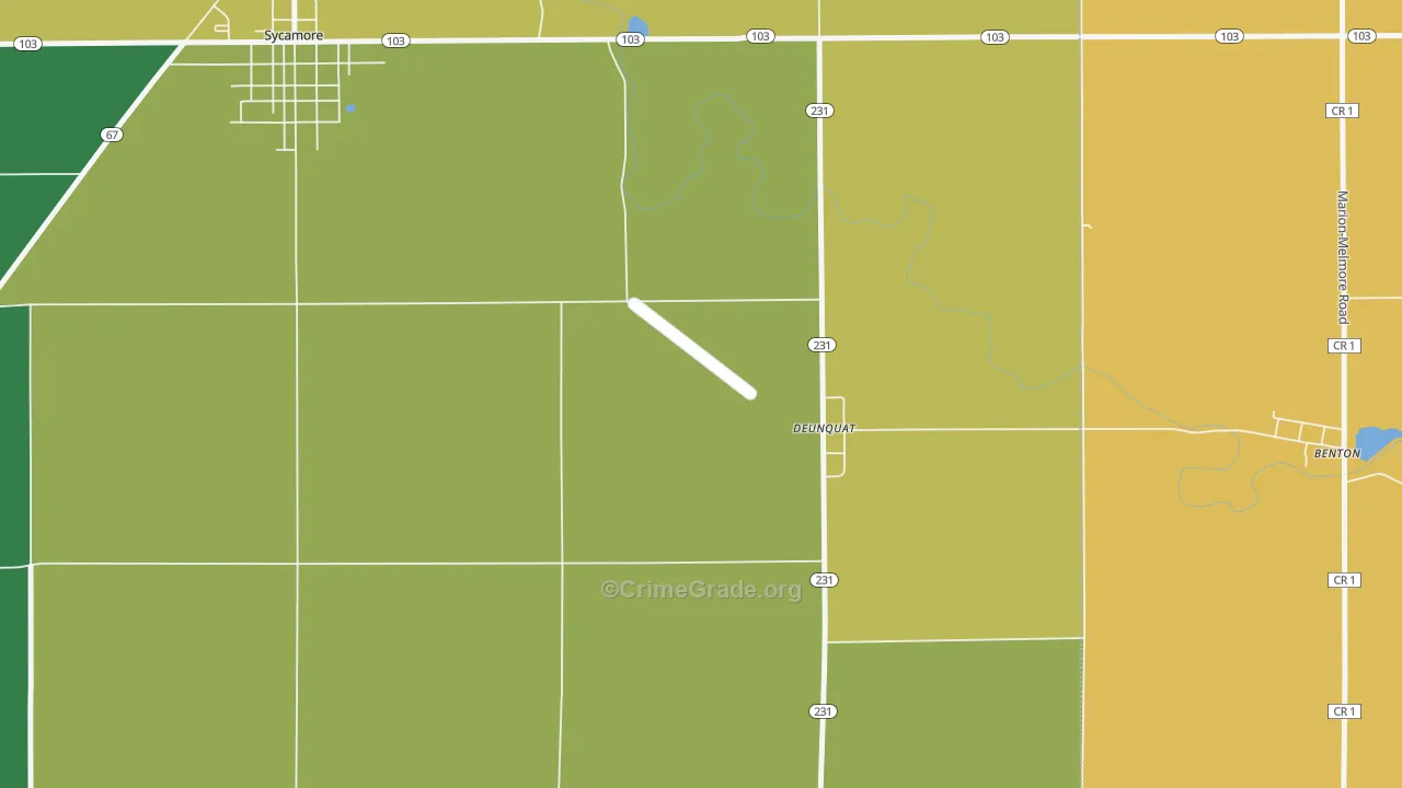 Deunquat, OH Map of Vandalism Rates