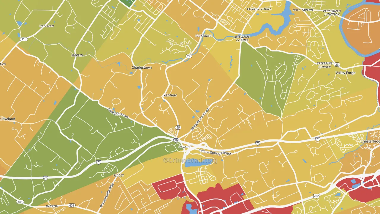 Devault, PA Map of Vandalism Rates