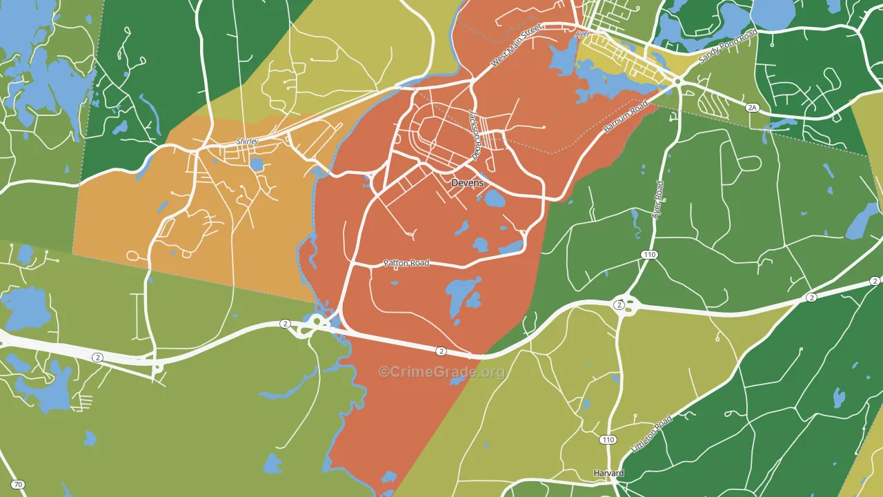 Devens, MA Map of Vandalism Rates