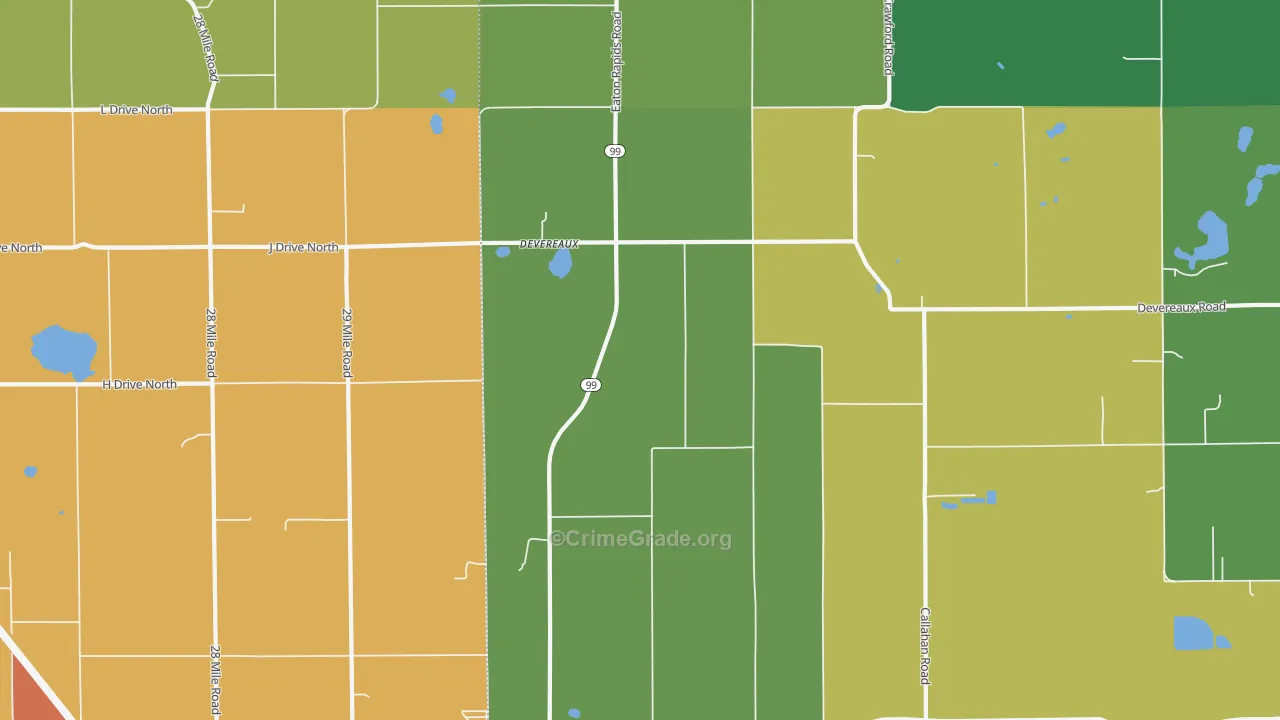 Devereaux, MI Map of Vandalism Rates