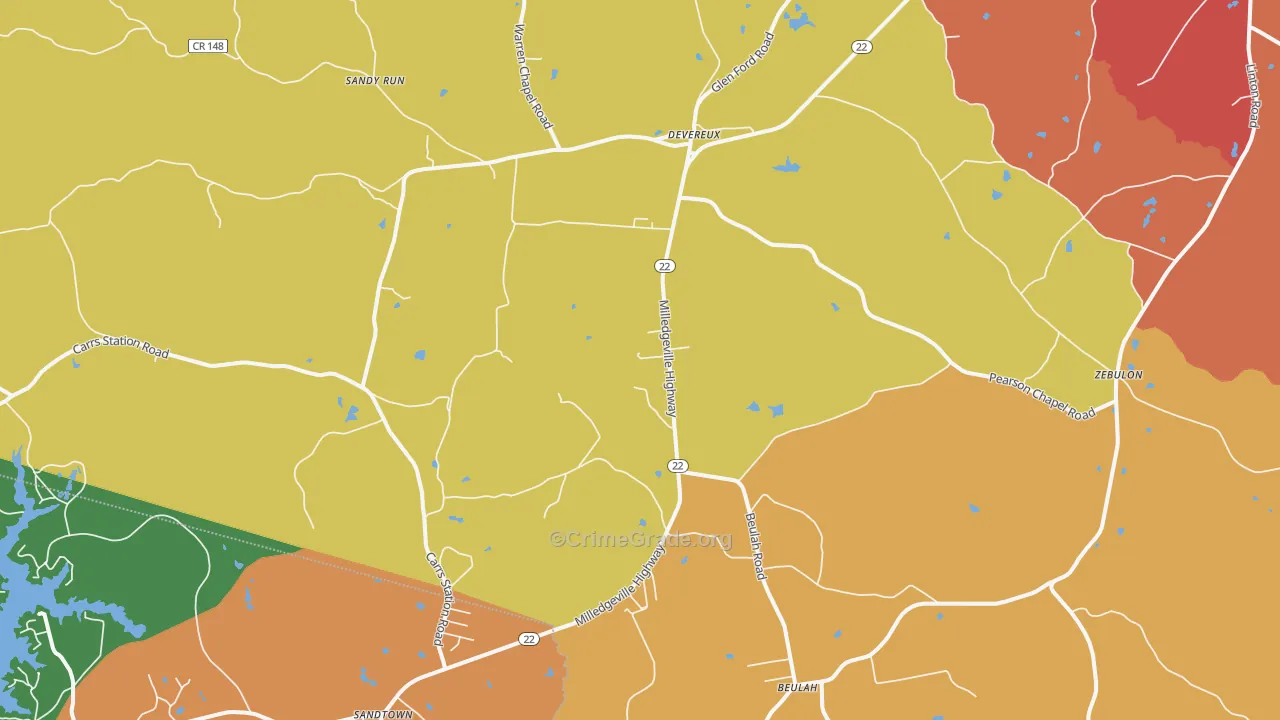 Devereux, GA Map of Vandalism Rates