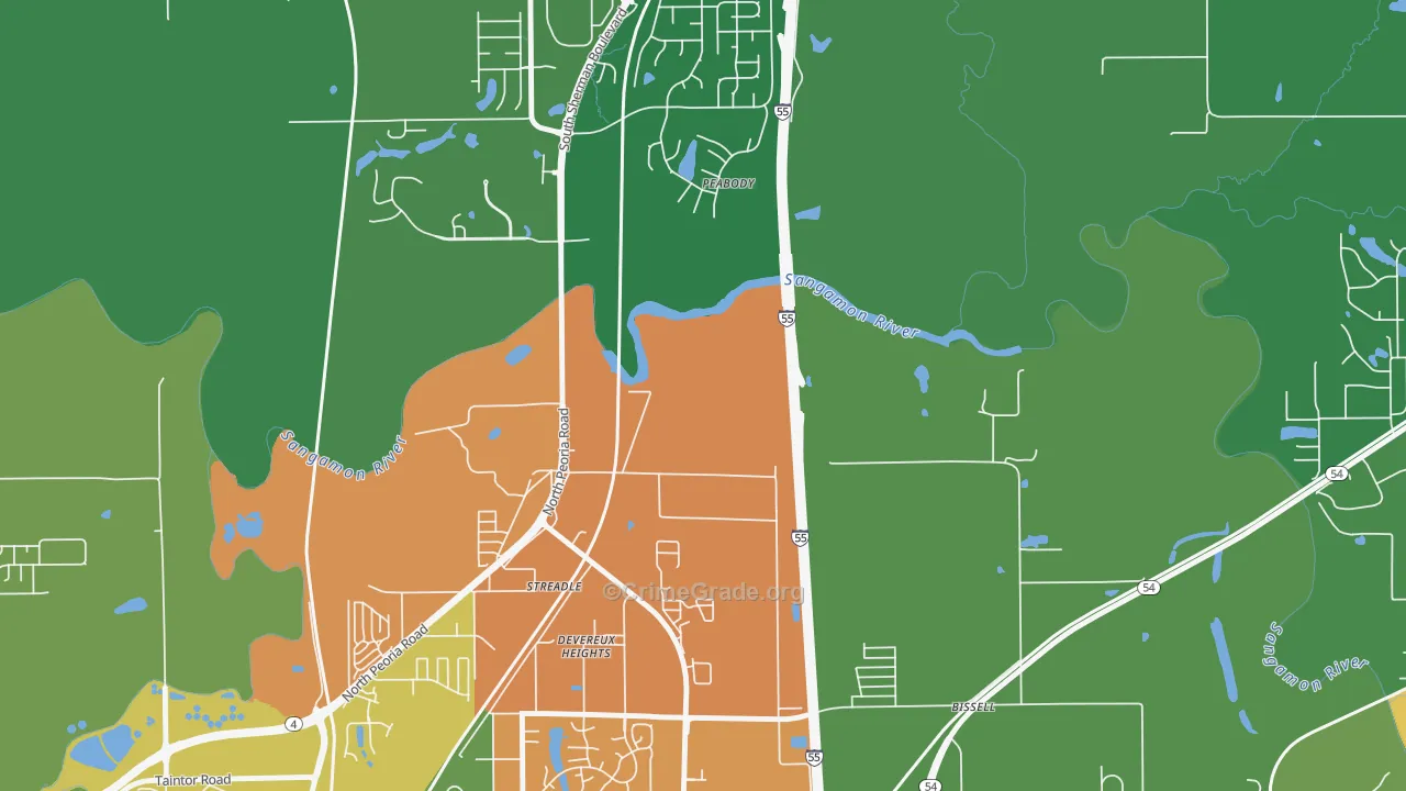 Devereux Heights, IL Map of Vandalism Rates