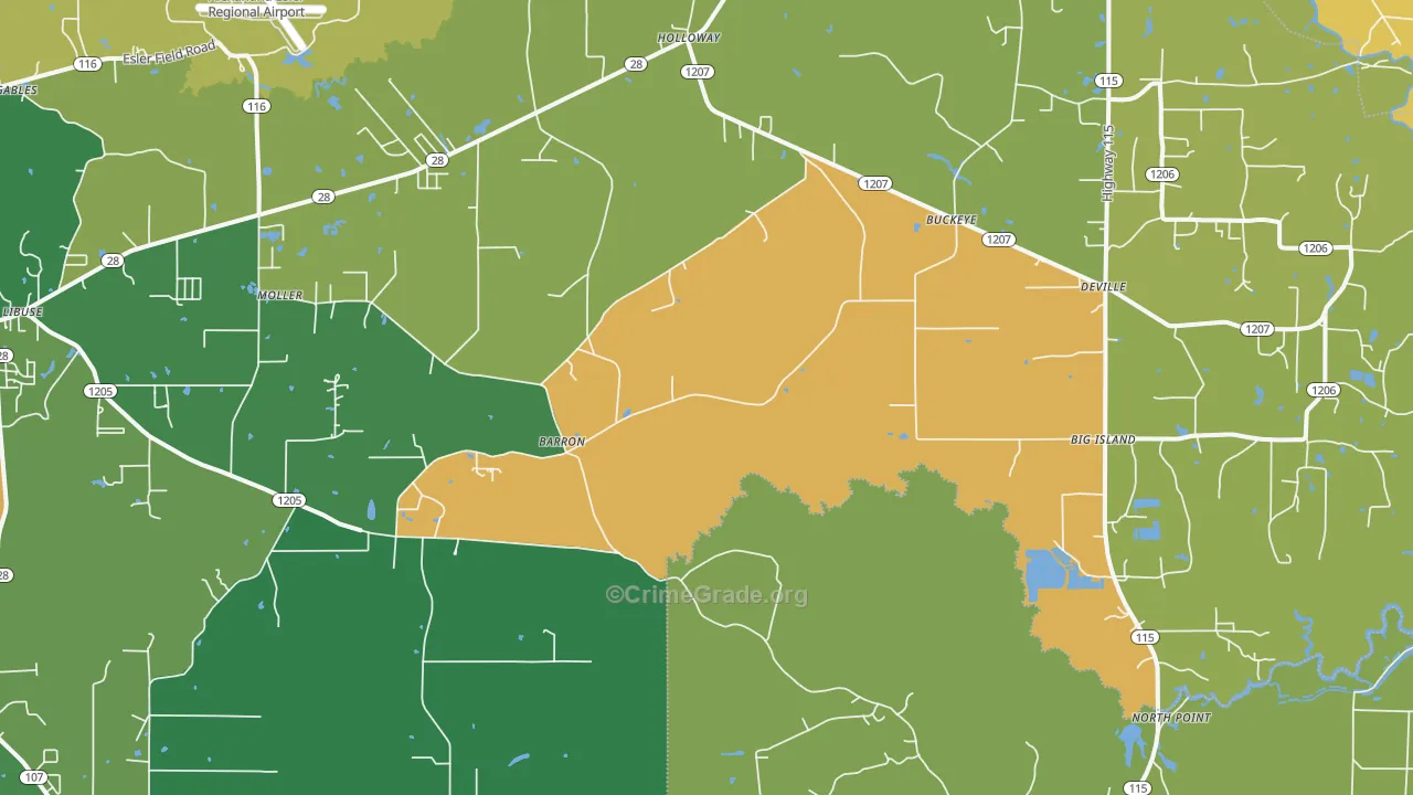 Deville, LA Map of Vandalism Rates