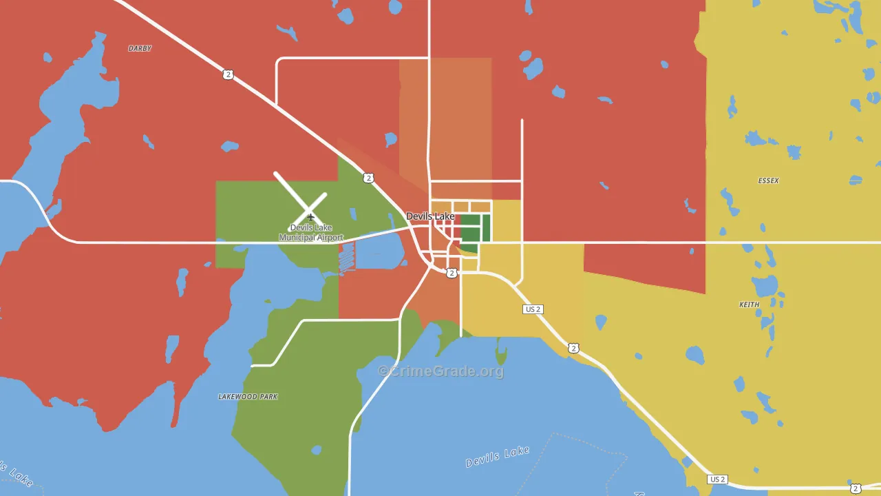 Devils Lake, ND Map of Vandalism Rates