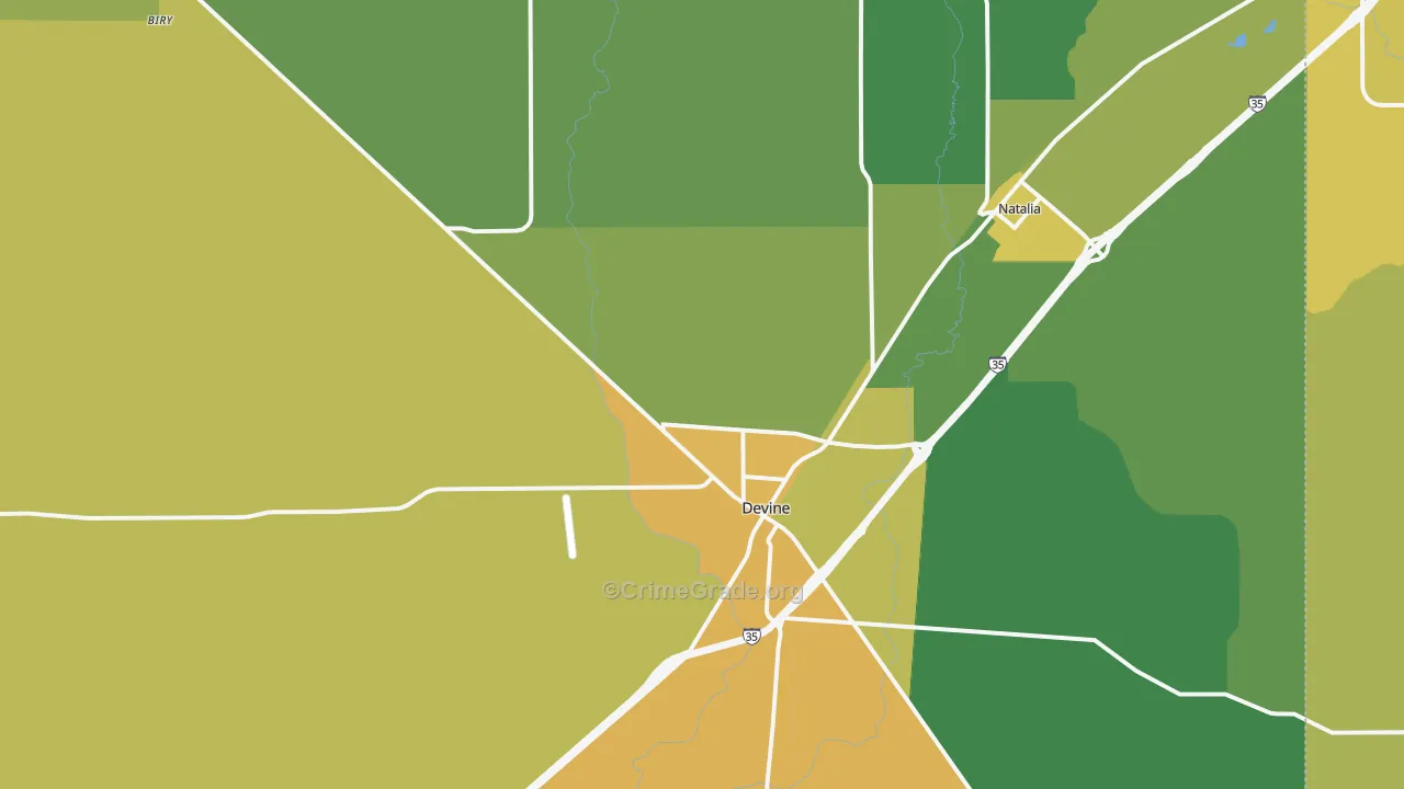 Devine, TX Map of Vandalism Rates