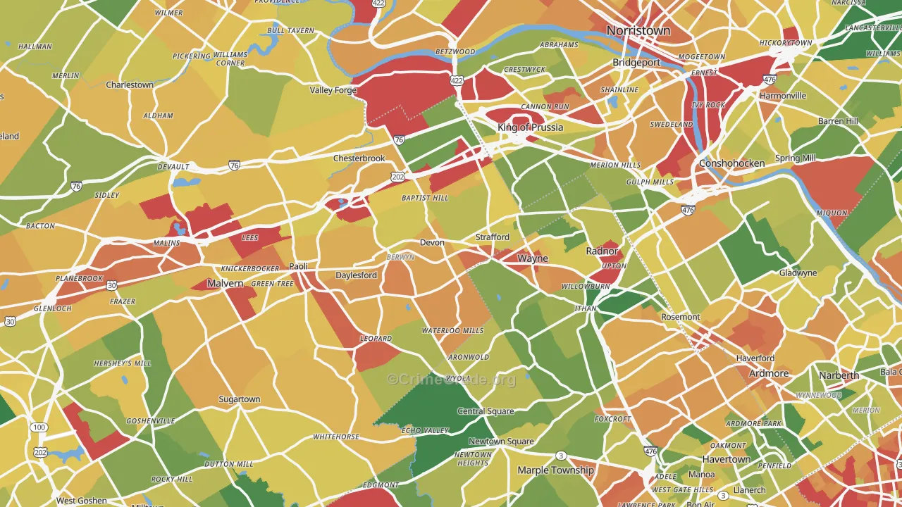 Devon, PA Map of Vandalism Rates