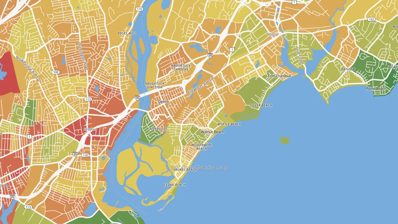 Devon-Walnut Beach, Milford, CT Map of Vandalism Rates