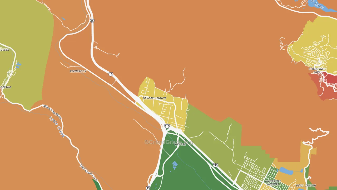 Devore Heights, CA Map of Vandalism Rates