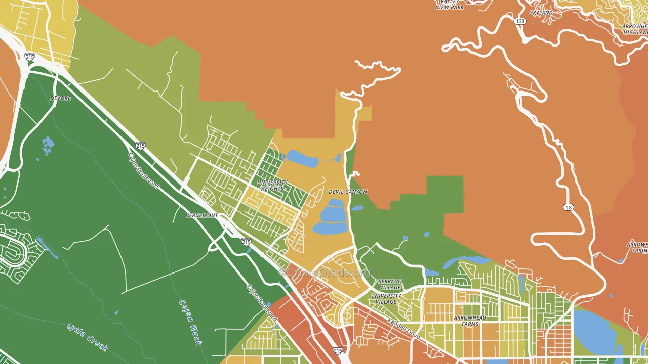 Devore Hghts, CA Map of Vandalism Rates
