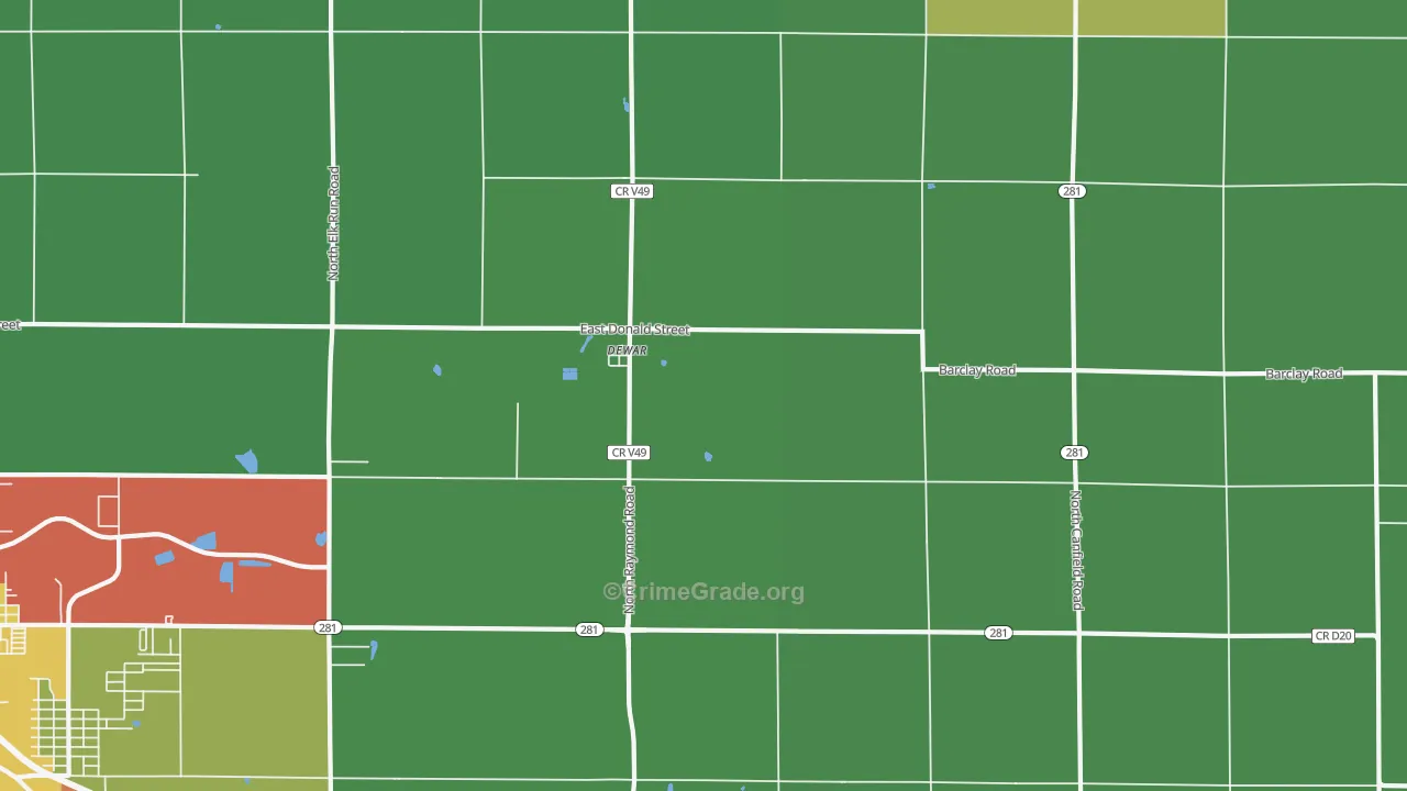 Dewar, IA Map of Vandalism Rates