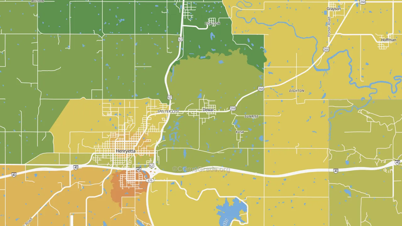 Dewar, OK Map of Vandalism Rates