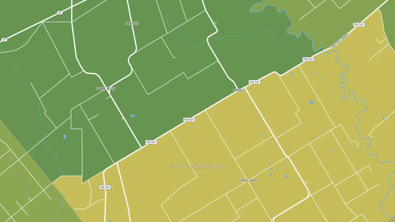 Dewees, TX Map of Vandalism Rates