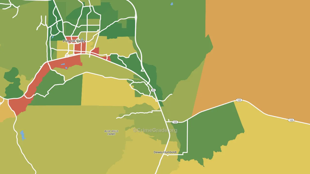 Dewey, AZ Map of Vandalism Rates