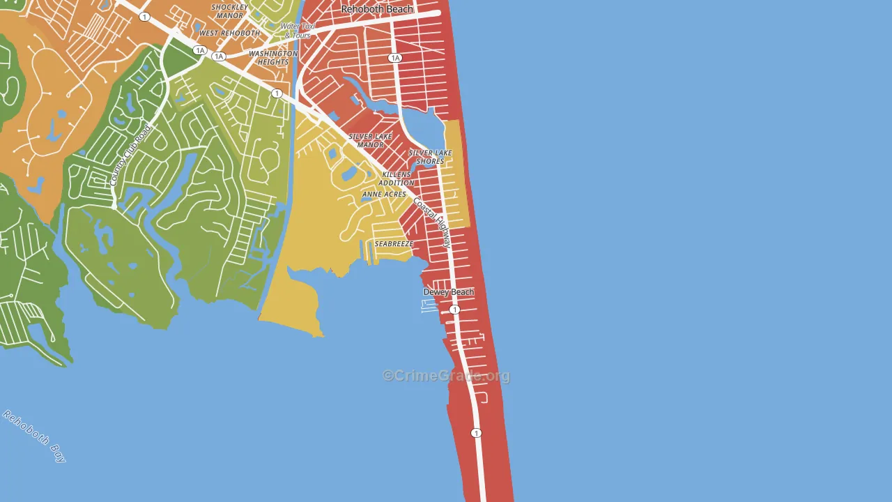 Dewey Beach, DE Map of Vandalism Rates