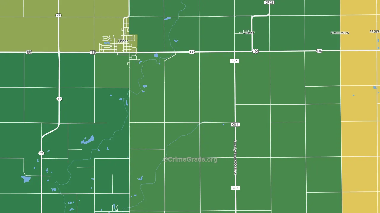 Dewey, IL Map of Vandalism Rates