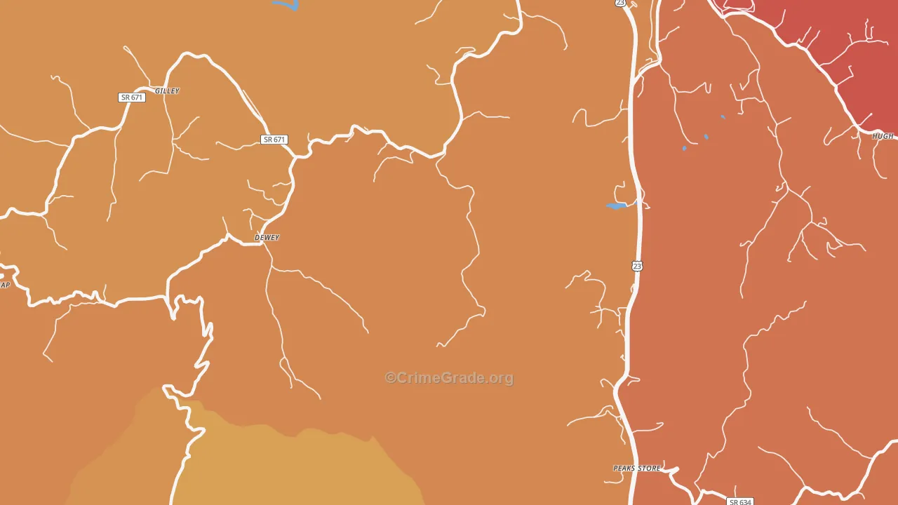 Dewey, VA Map of Vandalism Rates