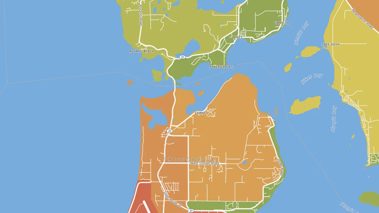 Dewey, WA Map of Vandalism Rates