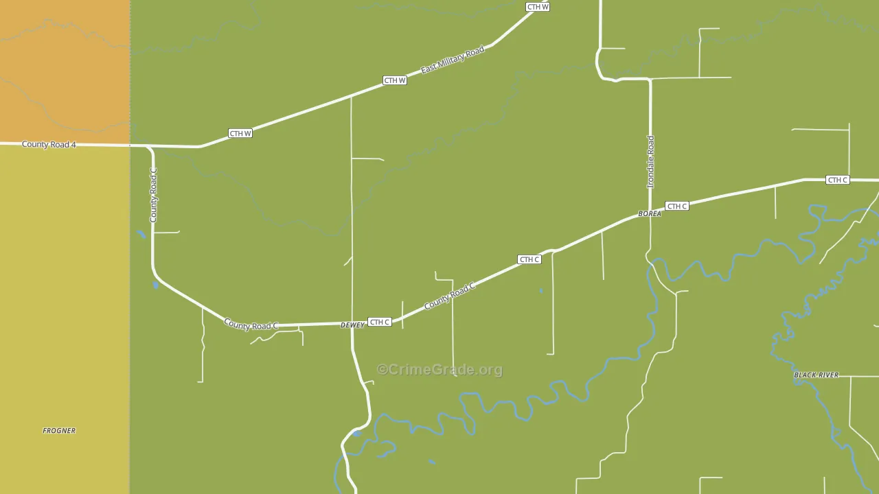 Dewey, WI Map of Vandalism Rates