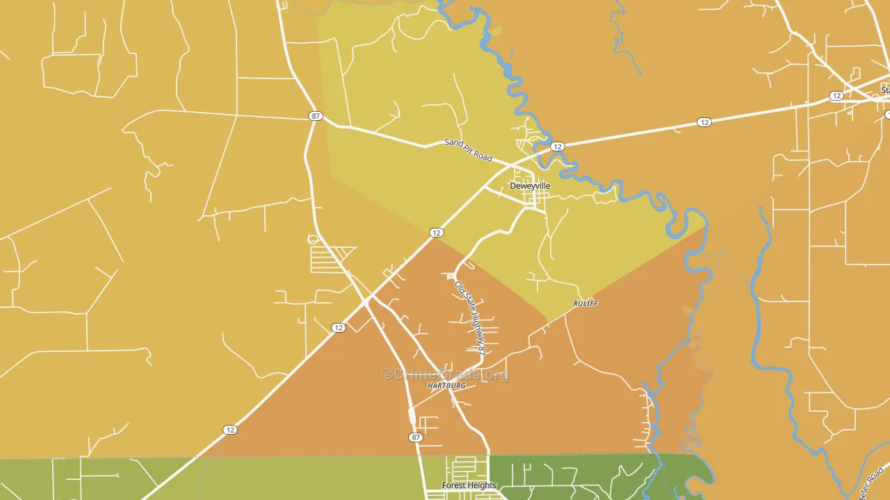 Deweyville, TX Map of Vandalism Rates