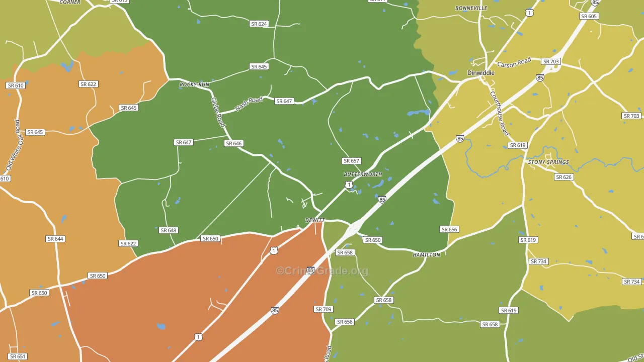 Dewitt, VA Map of Vandalism Rates