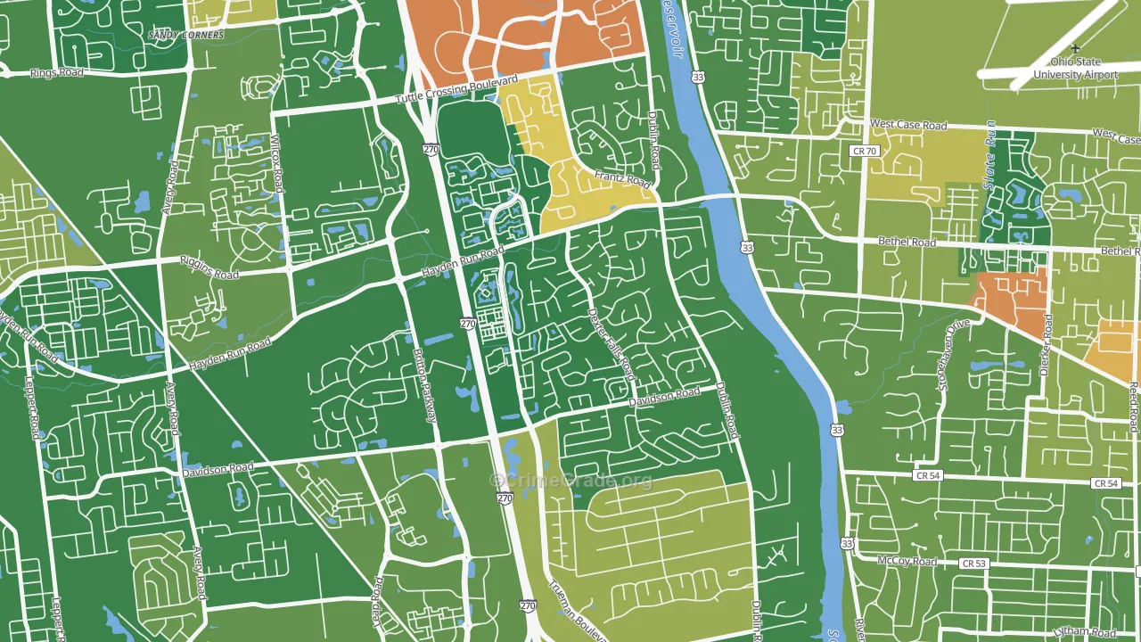 Dexter Falls, Columbus, OH Map of Vandalism Rates