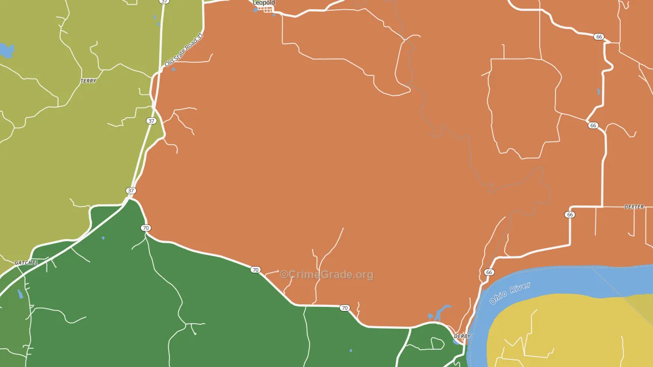 Dexter, IN Map of Vandalism Rates