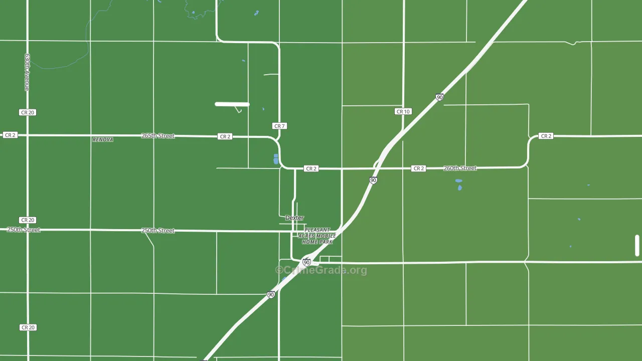 Dexter, MN Map of Vandalism Rates