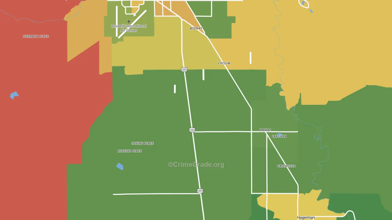 Dexter, NM Map of Vandalism Rates