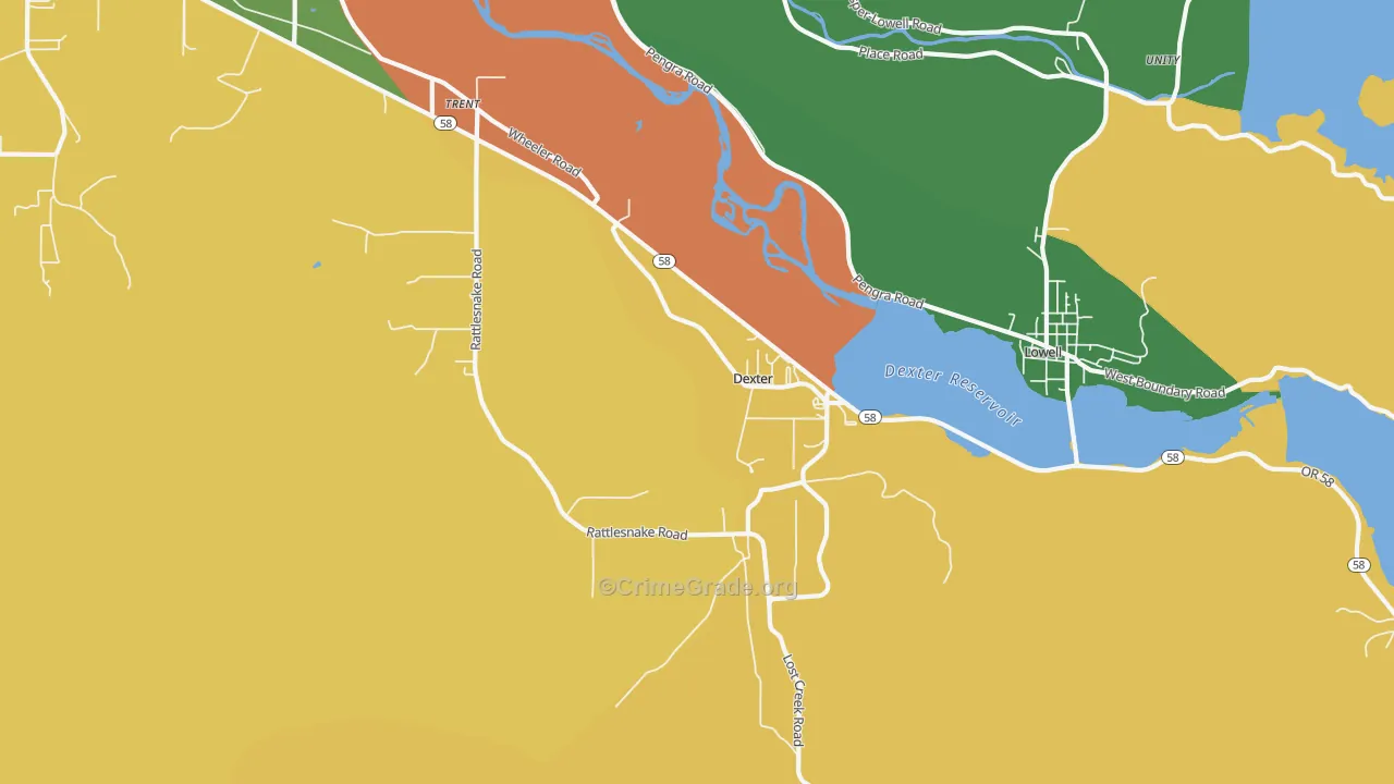 Dexter, OR Map of Vandalism Rates