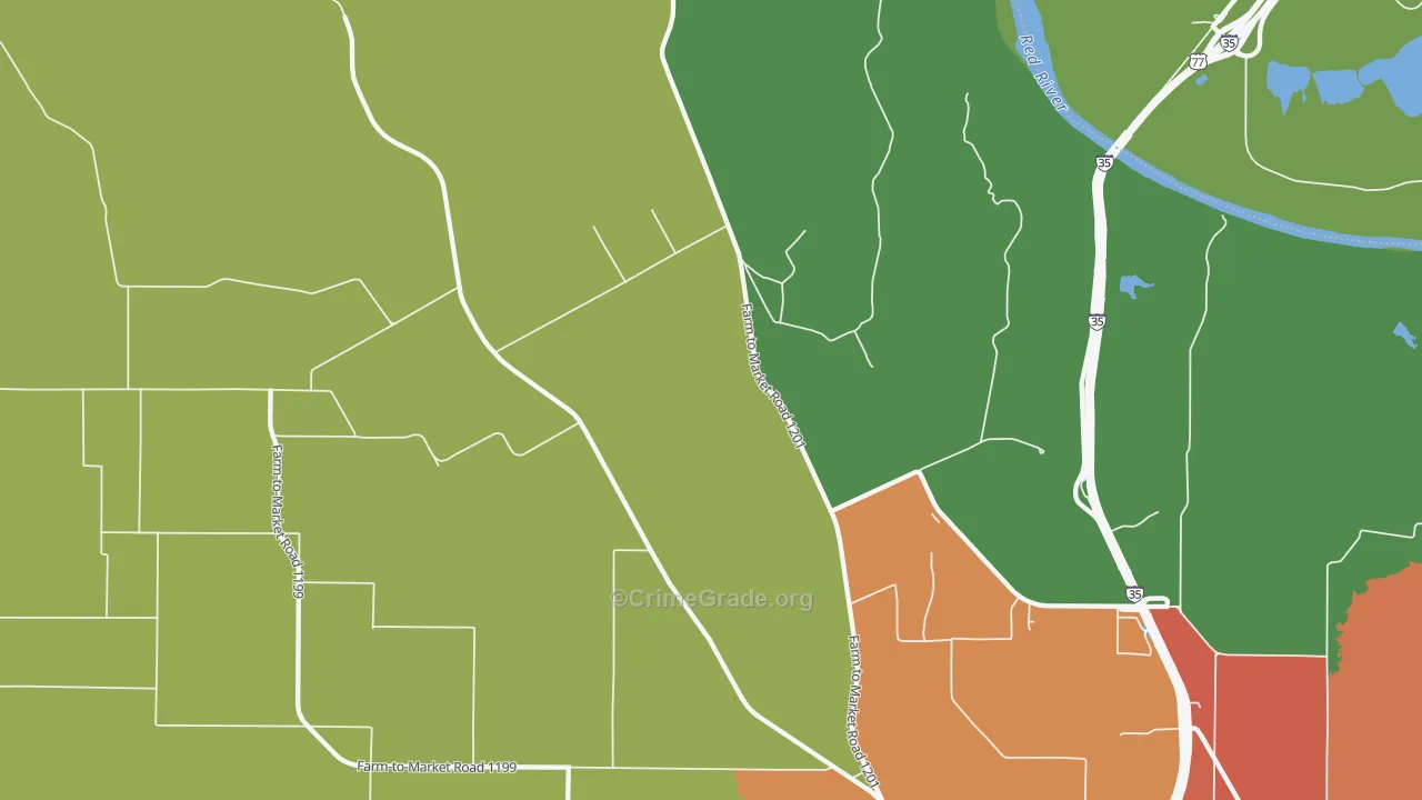 Dexter, TX Map of Vandalism Rates