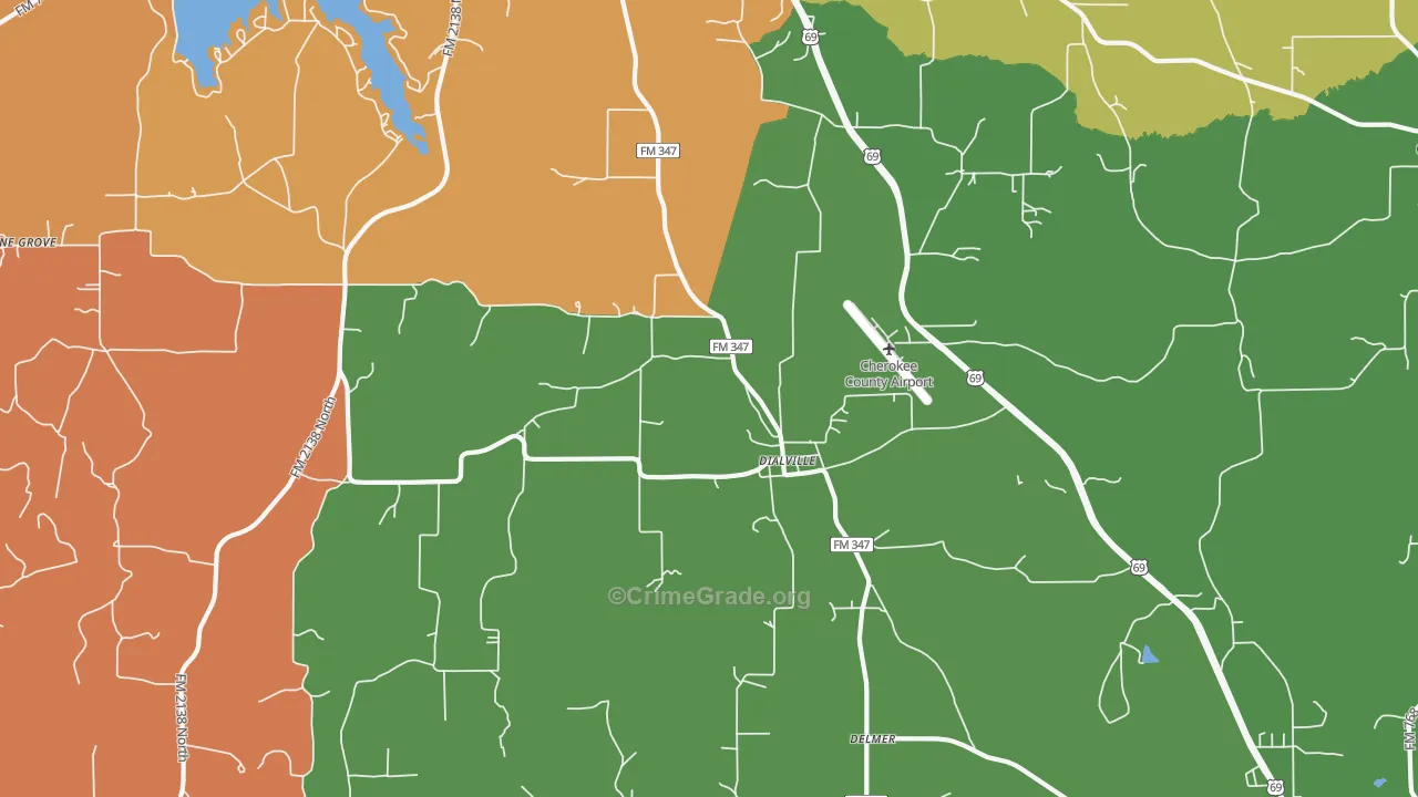 Dialville, TX Map of Vandalism Rates