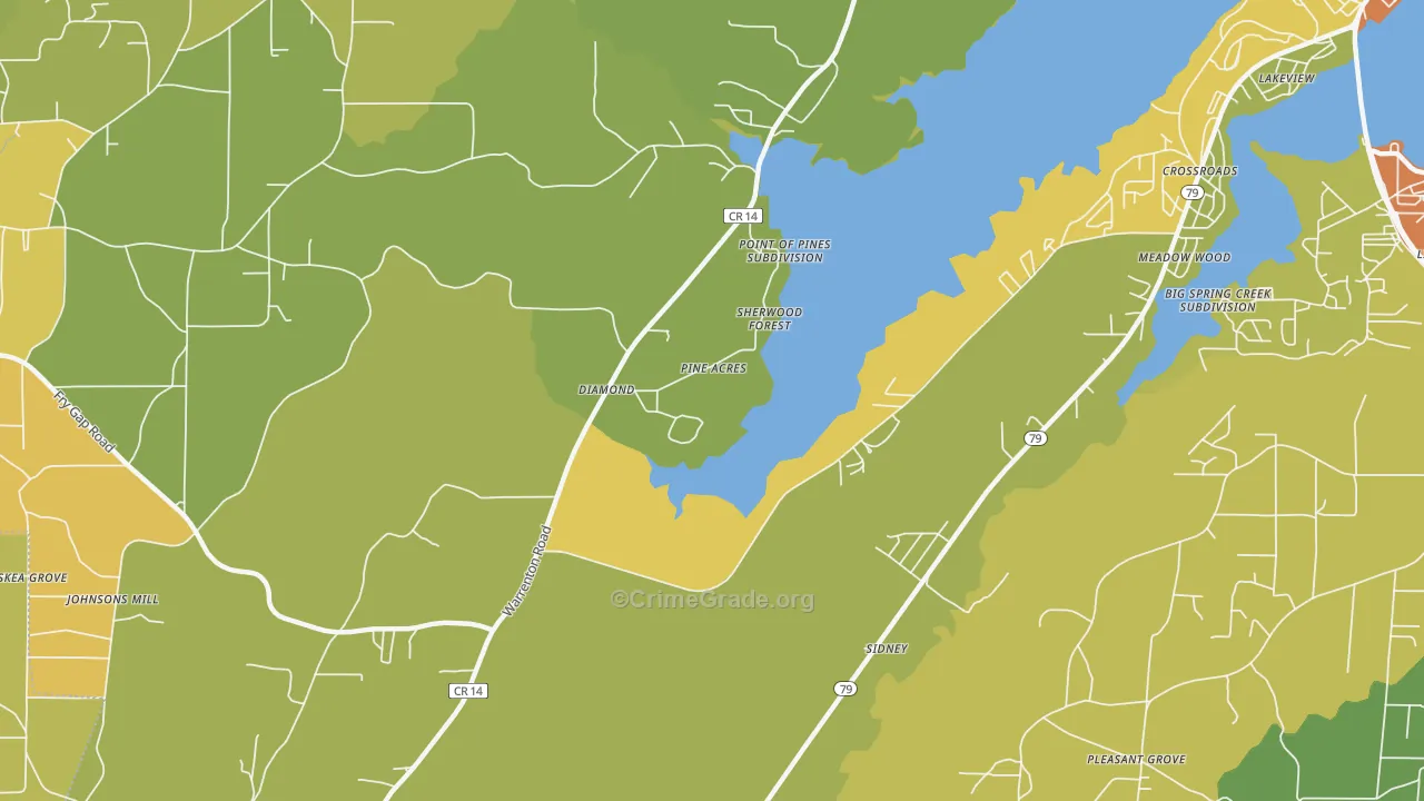 Diamond, AL Map of Vandalism Rates