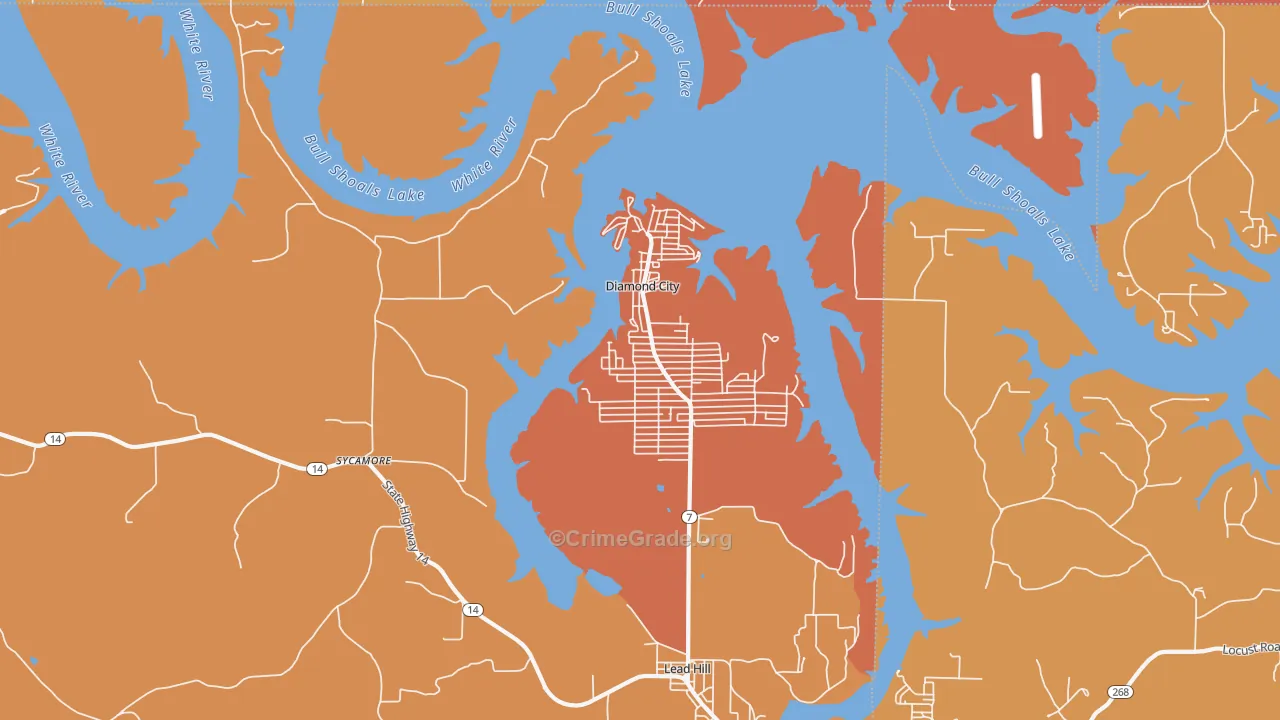 Diamond City, AR Map of Vandalism Rates