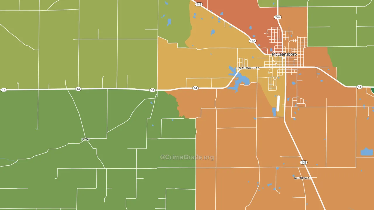 Diamond City, IL Map of Vandalism Rates