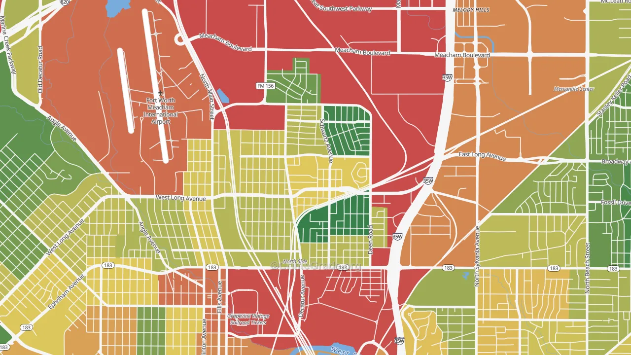Diamond Hill-Jarvis, Fort Worth, TX Map of Vandalism Rates