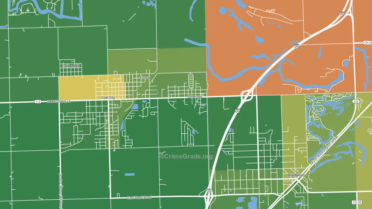 Diamond, IL Map of Vandalism Rates