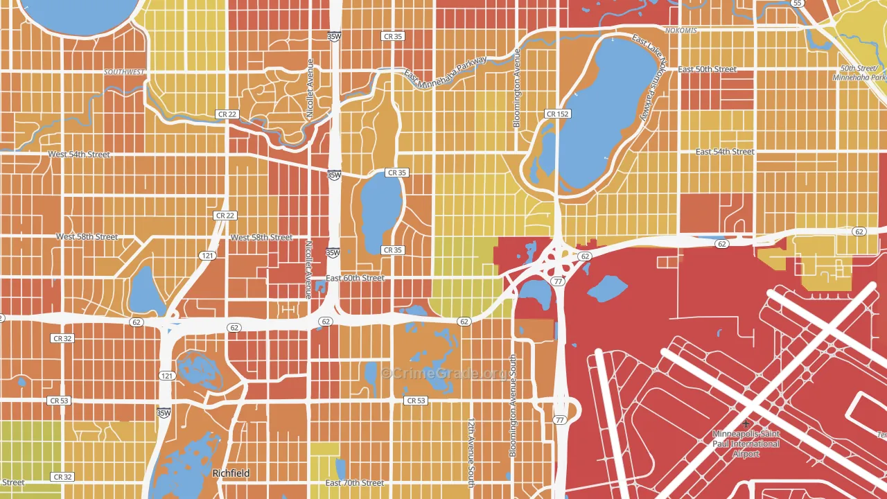 Diamond Lake, Minneapolis, MN Map of Vandalism Rates