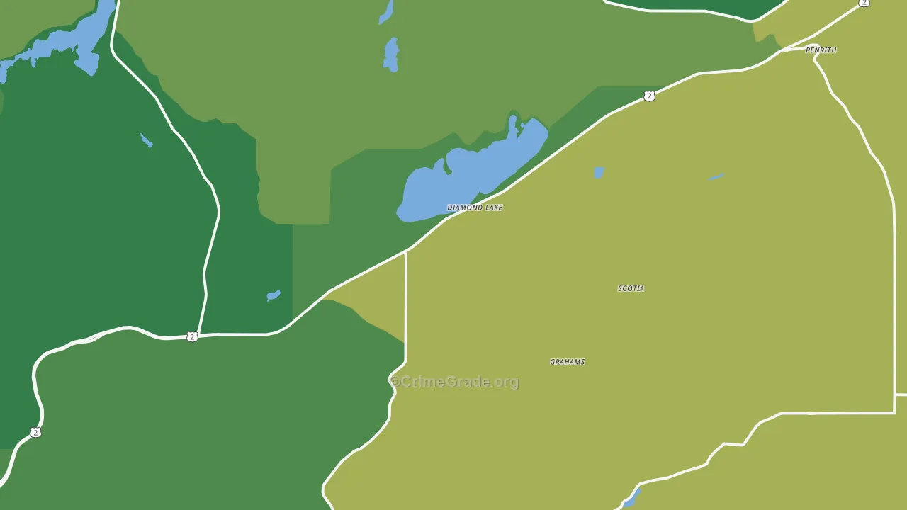 Diamond Lake, WA Map of Vandalism Rates
