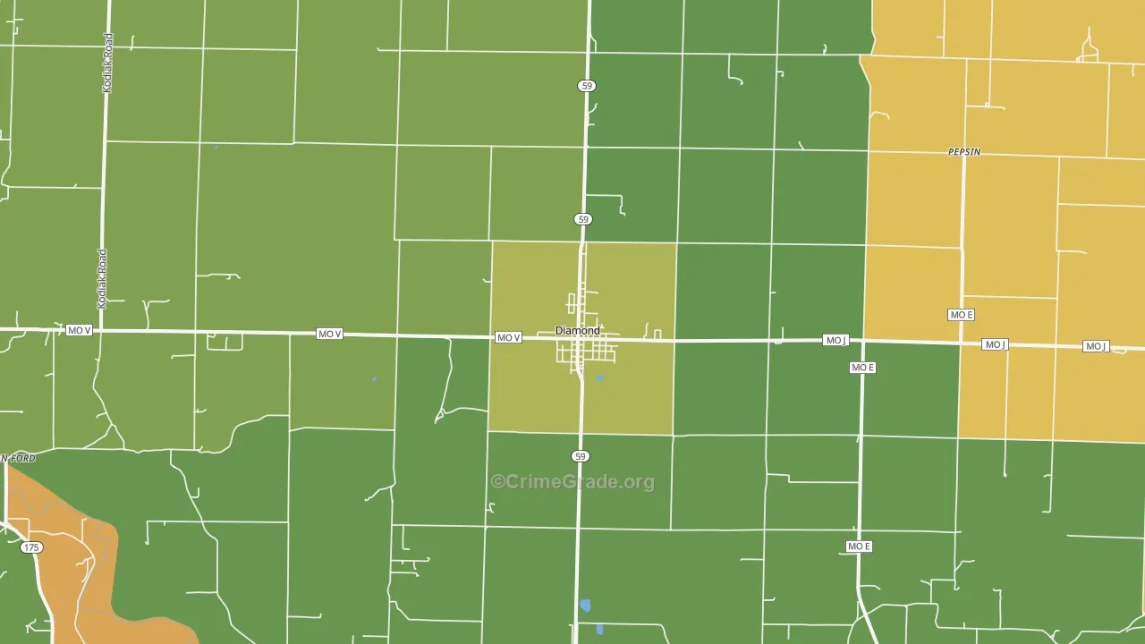 Diamond, MO Map of Vandalism Rates
