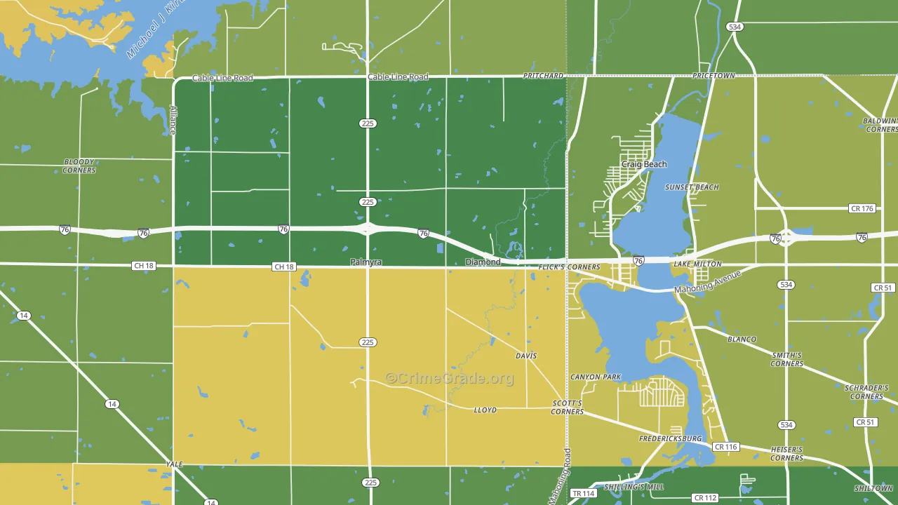 Diamond, OH Map of Vandalism Rates
