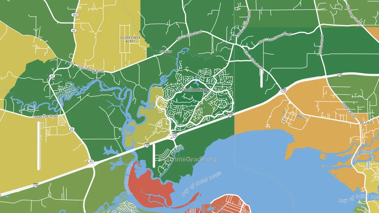 Diamondhead, MS Map of Vandalism Rates