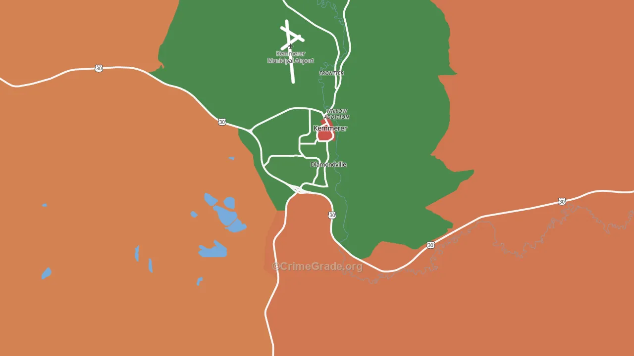 Diamondville, WY Map of Vandalism Rates