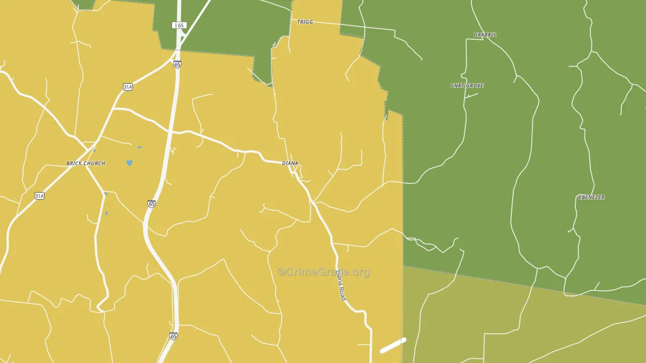 Diana, TN Map of Vandalism Rates