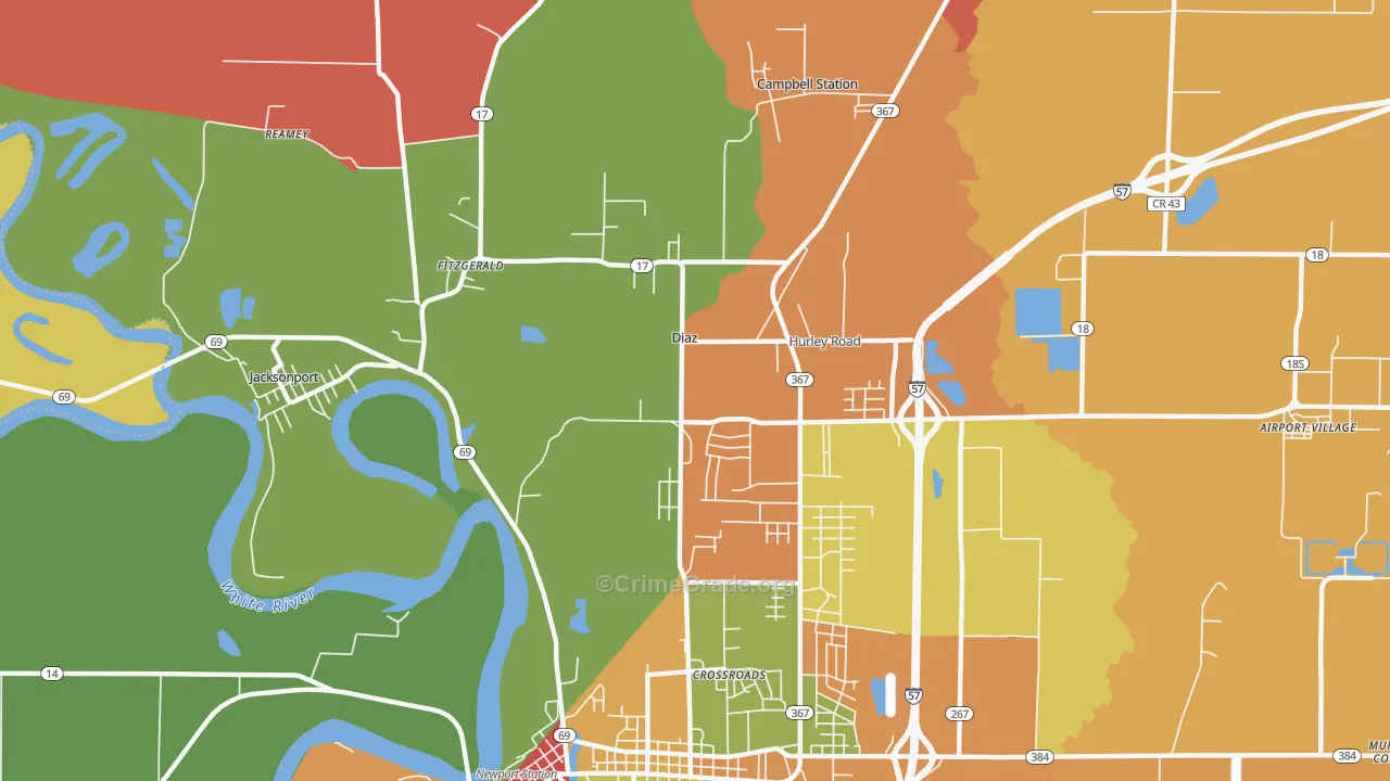 Diaz, AR Map of Vandalism Rates
